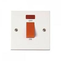 Exclusive moulded 50A 1 gang DP plate switch & neon