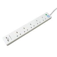 Extension Lead 240 Volt 8 Way 13A Surge Protection Neon 2 Metre