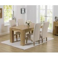 ex display thames 150cm oak dining table with 4 cream cannes chairs