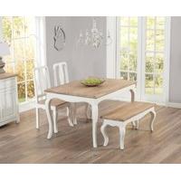 Ex-Display Parisian 130cm Shabby Chic Dining Table with TWO Chairs and ONE Benches