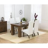 Ex-Display Kentucky 150cm Dark Oak Dining Table with 4 WHITE WNG Chairs