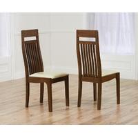 Ex-Display Set of 4 Monaco Dark Solid Oak Dining Chairs with Cream Seat Pads