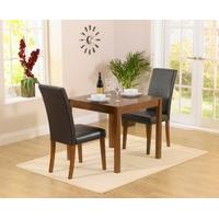 Ex-Display Oxford 80cm Dark Solid Oak Dining Table with 2 BROWN Albany Chairs