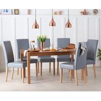 ex display oxford 150cm solid oak dining table with four grey albany c ...