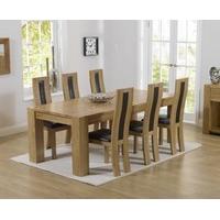 ex display thames 220cm oak dining table with 4 brown toronto chairs