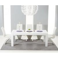 Ex-Display Venice 200cm White High Gloss Extending Dining Table with 4 RED Hampstead Z Chairs