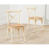 Ex-Display Marseille Shabby Chic Oak and Cream Dining Chairs (Pair)