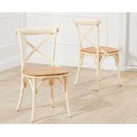 ex display marseille shabby chic oak and cream dining chairs pair