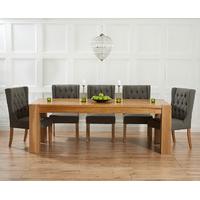 Ex-Display Thames 220cm Oak Dining Table with 6 GREY Safia Fabric Chairs
