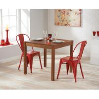 ex display oxford 80cm dark oak dining table with 2 red tolix chairs