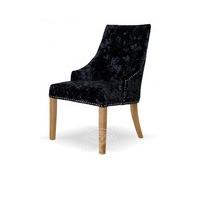 Ex-Display Set of 2 Malmo Black Scoop Back Deep Crushed Velvet Dining Chairs