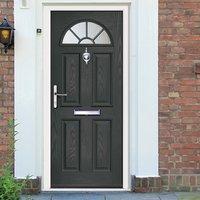 Exterior Virtuoso Chilton One Grill Composite Door, shown in Anthracite Grey