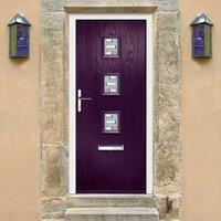 External Virtuoso Chapleton Three Bienno Composite Door, Shown in Plum