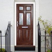 External Virtuoso Carlton Four Asti Composite Door, Shown in Darkwood