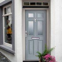 External Virtuoso Carlton Four Glazed Composite Door, Shown in Slate