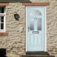 External Virtuoso Chilton Three Grill Top Composite Door, Shown in Sky Blue