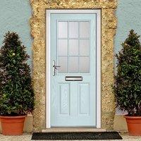 External Virtuoso Crafton Georgian Bar Composite Door, Shown in Sky Blue