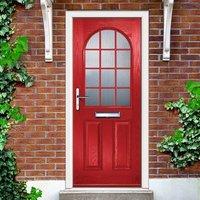 External Virtuoso Claston Georgian Bar Composite Door, Shown in Red