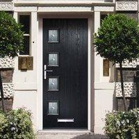 External Virtuoso Chapleton 4 Handle Mezanno Composite Door, Shown in Black