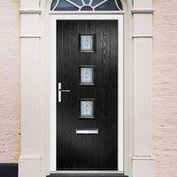 External Virtuoso Chapleton Three Centre Savona Composite Door, Shown in Black