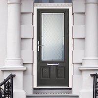 External Virtuoso Harton Amethyst Composite Door, Shown in Anthracite Grey