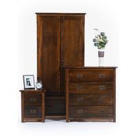 Expoline Boston 2 Door 1 Drawer Wardrobe, 4 Drawer Chest and Bedside Set