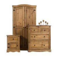 Expoline Corona 2 Door Wardrobe, 2 plus 2 Drawer Chest and Bedside Set