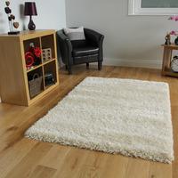 Extra Thick Soft Shaggy High Gloss Cream Rugs - Calgary 80cmx150cm (2ft 7\