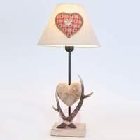 Expressive Geweih table lamp with fabric shade