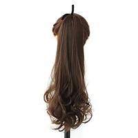 Excellent Quality Synthetic 20 Inch Light Brown Long Curly Clip In Ribbon Ponytail Hairpiece