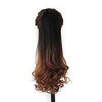 Excellent Quality Synthetic 20 Inch Ombre Long Curly Clip In Ribbon Hairpiece Ponytail