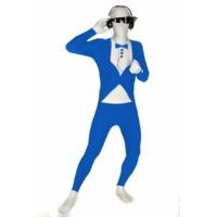 Extra Extra Large Fluro Blue Tuxedo Official Morphsuit
