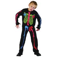 Extra Large Boys Skeleton Boy Costume With Multicoloured Bones