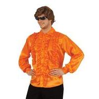 Extra Large Orange Adult\'s Frilly Shirt