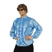 Extra Large Sky Blue Adult\'s Frilly Shirt