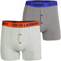 Exmouth (2 Pack) Boxer Shorts Set in Fire Orange / Deep Blue  Tokyo Laundry