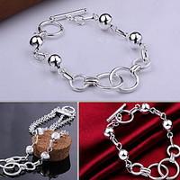 exquisite simple fine s925 silver hollow bead charm chain bracelet for ...