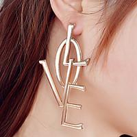 Exaggerated Metallic Texture Creative Letter LOVE Earrings Unique Design Alloy Alphabet Shape Jewelry For Party Birthday Congratulations