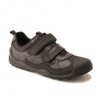 extreme snr black leather boys riptape school shoes