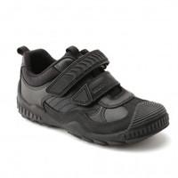 extreme pri black leather boys riptape school shoes