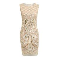 Explosion London Gold Floral Embroidered Dress