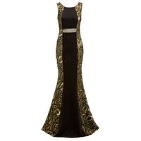 explosion london maxi embellished sides dress in black