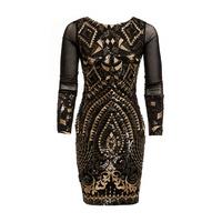 Explosion London Long Sleeve Embellished Detail Dress in Black