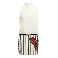 Explosion London Rose Embroidered Mini Dress in White