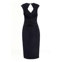 explosion london lace and pleat detail dress in navy