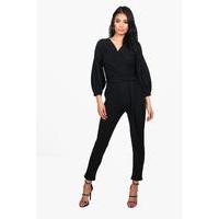 Exaggerated Sleeve Structured Jumpsuit - black