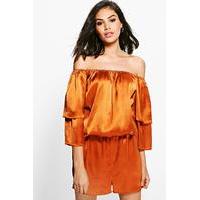 extreme ruffle off the shoulder playsuit turmeric