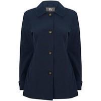 Ex Bhs BHS Navy Womens Single Breasted Lightweight Raincoat women\'s Coat in blue