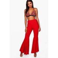 extreme wide leg crepe flares red