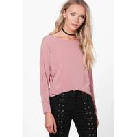 extreme slit arm knitted top blush